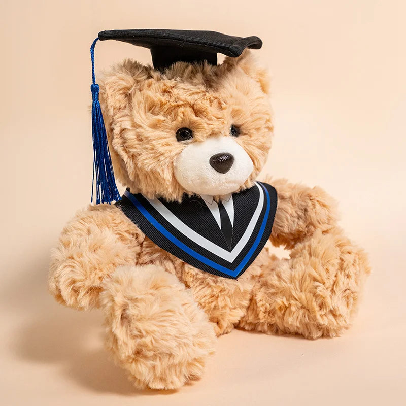 2025 Graduation Gift Plush Capybara Bear Dog Soft Toy with Bachelor’s Gown and Doctoral Cap Cute Owl - bear / 22cm-25cm