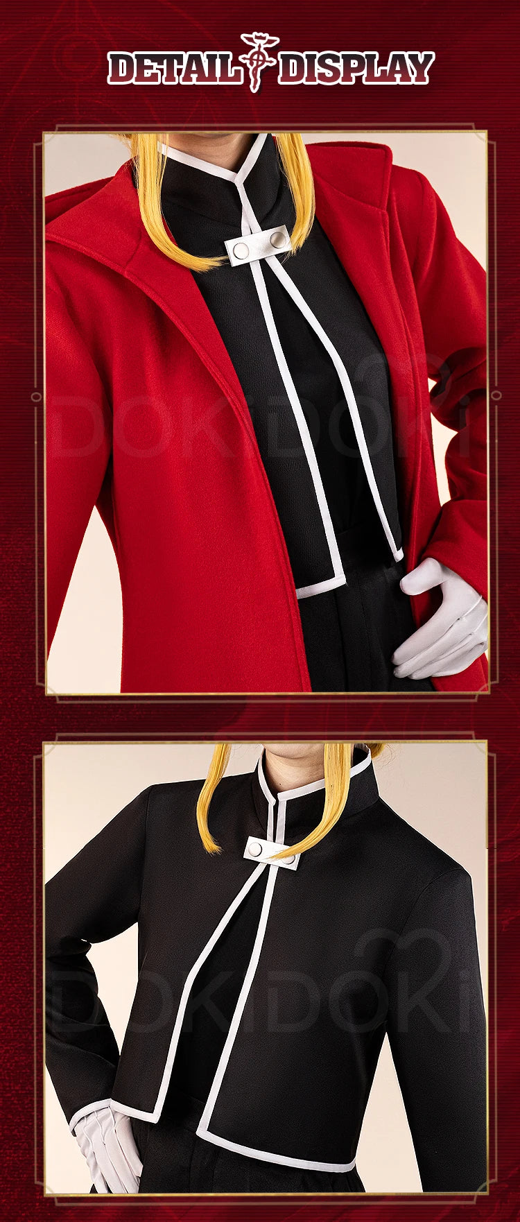 Edward Elri Cosplay Costum Anime Fullmetal Alchemist Cosplay DokiDoki-R Men Red Uniform Costume Edward Elri Cosplay