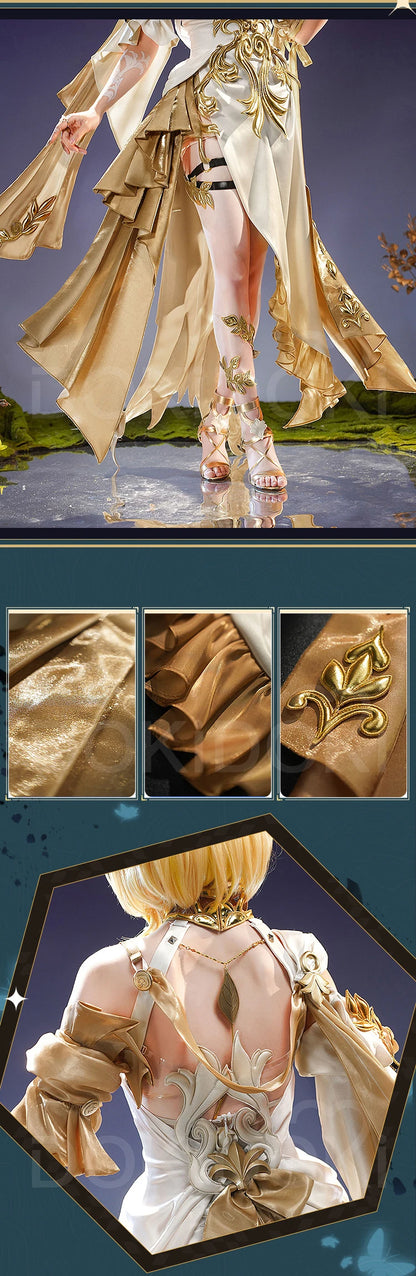 IN STOCK Aglaea Cosplay Costume Game Honkai: Star Rail DokiDoki-SR HSR Women Golden Gorgeous Dress Aglaea Halloween Wig