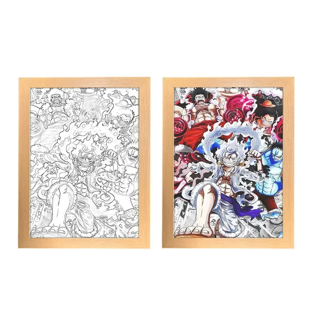 One Piece Creative Photo Frame Night Light Toy Anime Character Luffy Zoro Night Light Bedside Decoration Painting Christmas Gift