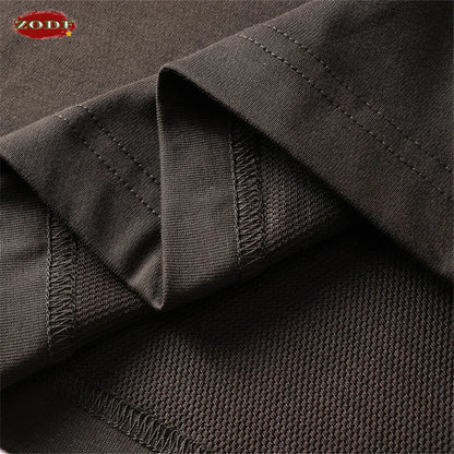 ZODF Trendy Autumn Full Sleeve 245gsm T-Shirts For Men Unisex Loose Solid Quick Dry Antibacterial T Shirt Brand Tees HY1162