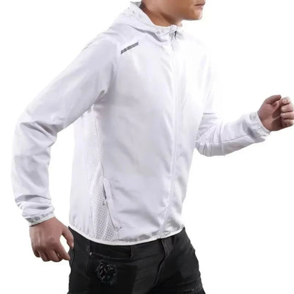 2025 Running Jacket Autumn Reflective Hooded Gradient Color Sportswear Breathable Men and Women Jogging Coat