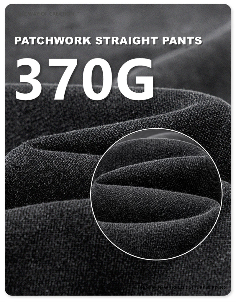ZODF Retro 2024 Winter Patchwork Pants For Men Unisex Washed High Street 370gsm Oversized Double Knees Straight Trousers HY0878
