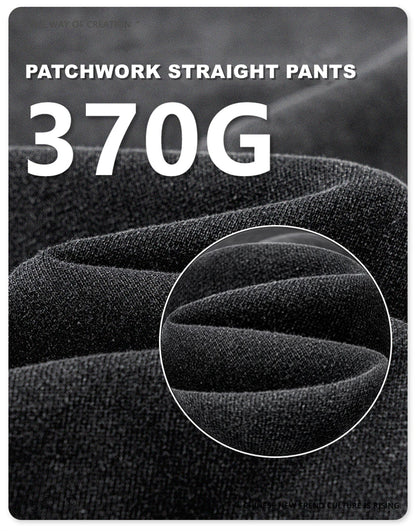 ZODF Retro 2024 Winter Patchwork Pants For Men Unisex Washed High Street 370gsm Oversized Double Knees Straight Trousers HY0878