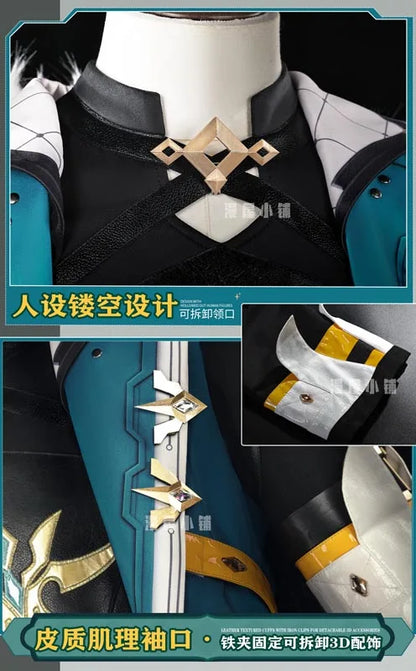 Genshin Impact Varka Cosplay Costume Wig Uniform Knights of Favonius Mondstadt Halloween Party Women Men Girls Role Play Props