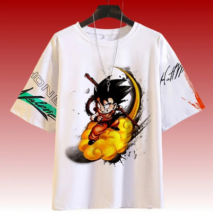 New Football Jerseys Japanese Anime Bandai Dragon Ball Goku Saiyan T-shirt Sporty Street Loose for Men and Children Christmas