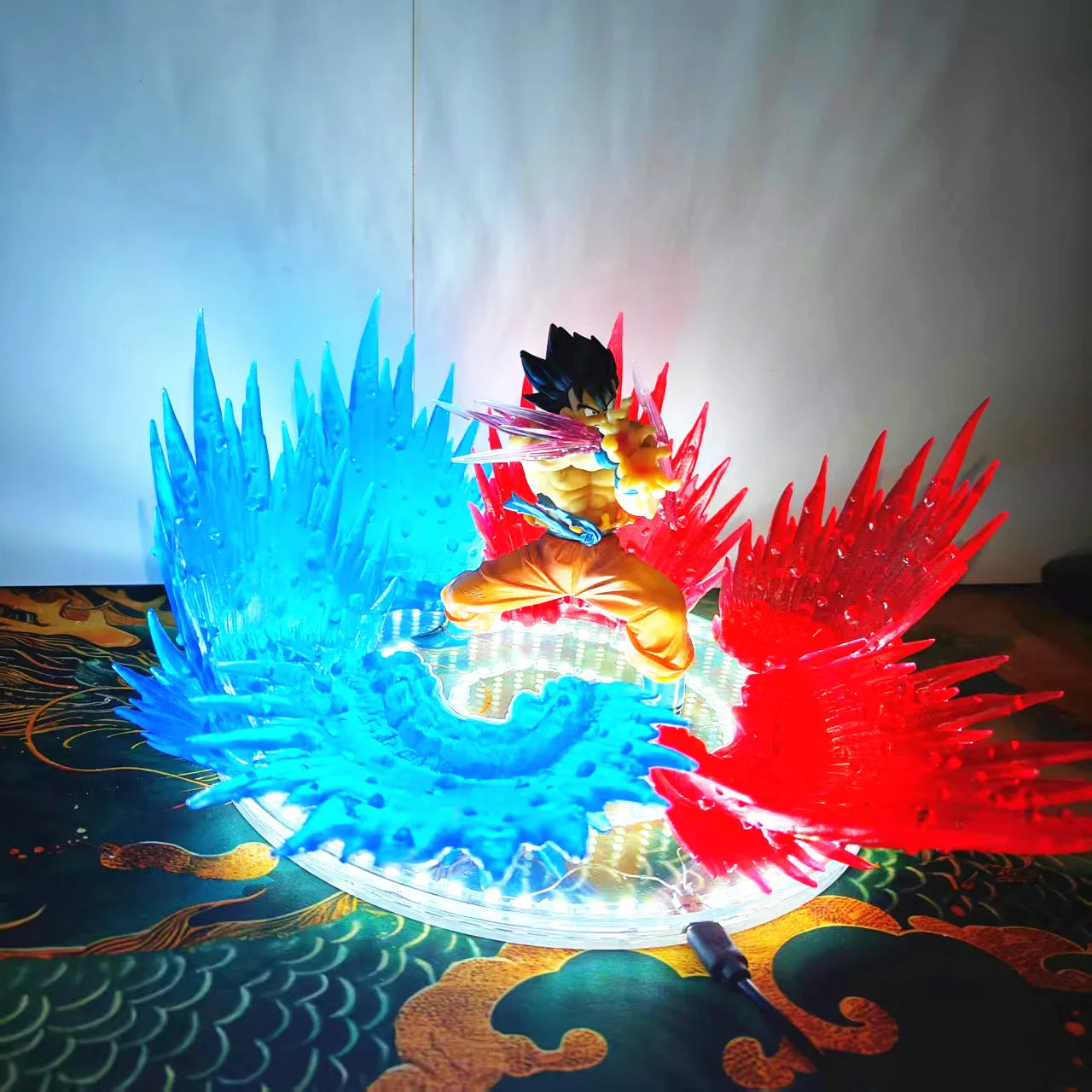 Dragon Ball Z Anime Son Goku Kaiouken Action Figure Blue Red Led Effect DBZ Figurine Toys PVC Model Collection Gift