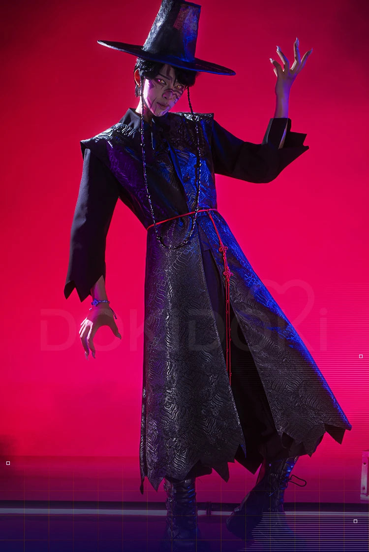 【Last Batch】IN STOCK Jinuu Cosplay Costume 【S-3XL】DokiDoki-R Jinuu Babyy Mysteryy Romancee Men Black Robes Hat Plus Size