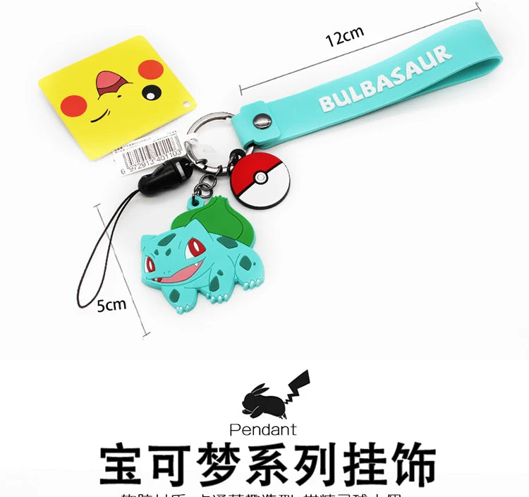Genuine Pokemon Action Figure Pikachu Keychain Squirtle Bulbasaur Charmander Psyduck Keyring Backpack Pendant Model Toy Kid Gift