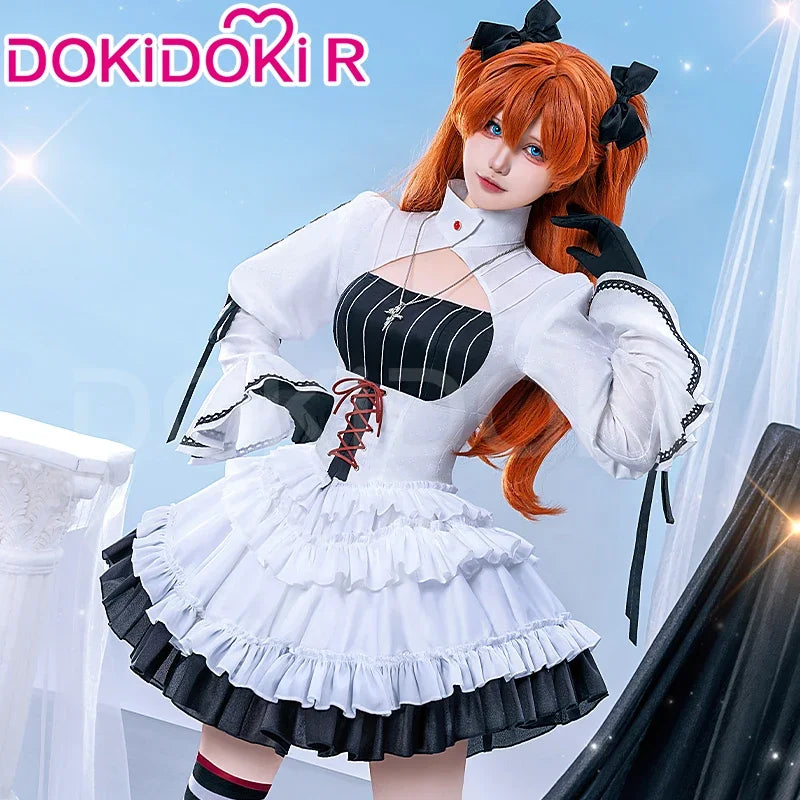IN STOCK Asukaa Reii Cosplay Costume Anime DokiDoki-R Wome Black White Gothic Dress Asukaa Cosplay Halloween Costume