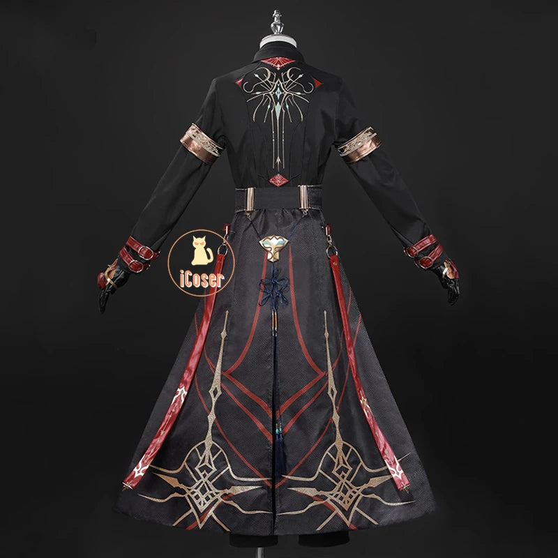 iCoser Love and Deepspace Xavier Cosplay Costume Black Hunter Uniform Shimmering Moonlight Halloween Party Women Men Carnival