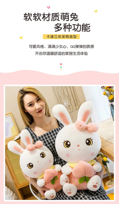 50/65/80cm Cute Peach Rabbit Plush Toy Pillow Kawaii Stuffed Soft Animal Bunny Doll Baby Kids Toy Birthday Gift Present for Girl