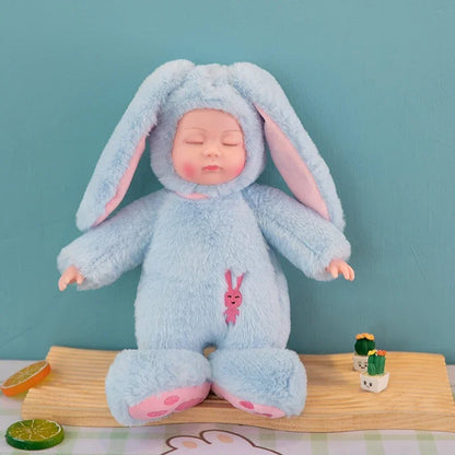 Lifelike Reborn Baby Dolls Soft Body Realistic Newborn Dolls Sleeping Girl Dolls Stuffed Toy Easter Stuffed Animal Bunny Rabbit