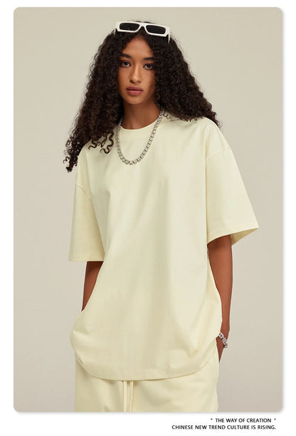 ZODF New 2025 Heavy Weight 305gsm Solid Cotton T Shirts For Men Unisex Summer Oversized Noshrink Basic T-Shirt Brand Tops HY0475