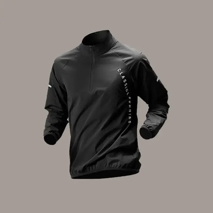 Men’s Quick-Dry Autumn Long-Sleeve Zipper Sports Set for Running Cycling Gym and Training - Black Top / M