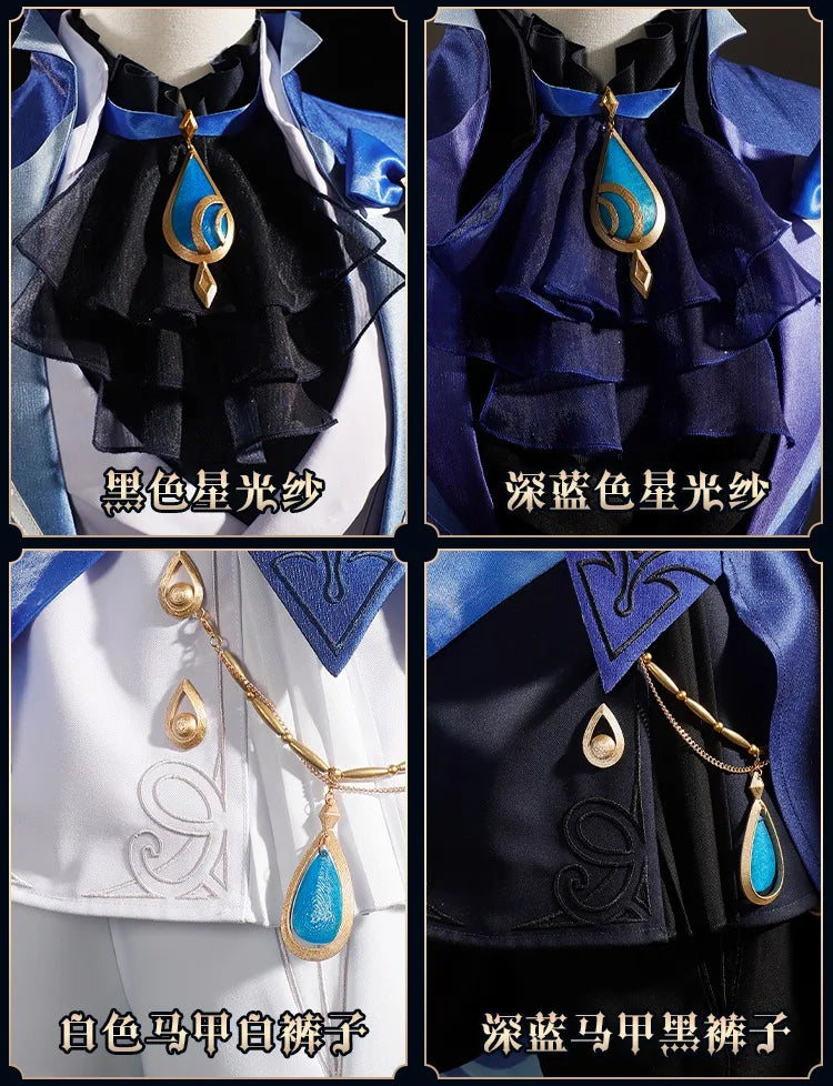 iCoser Focalors Furina Cosplay Costume Wig Dress Genshin Impact Fontaine Uniform Hat Pneuma Ousia God of Justice for Women Props