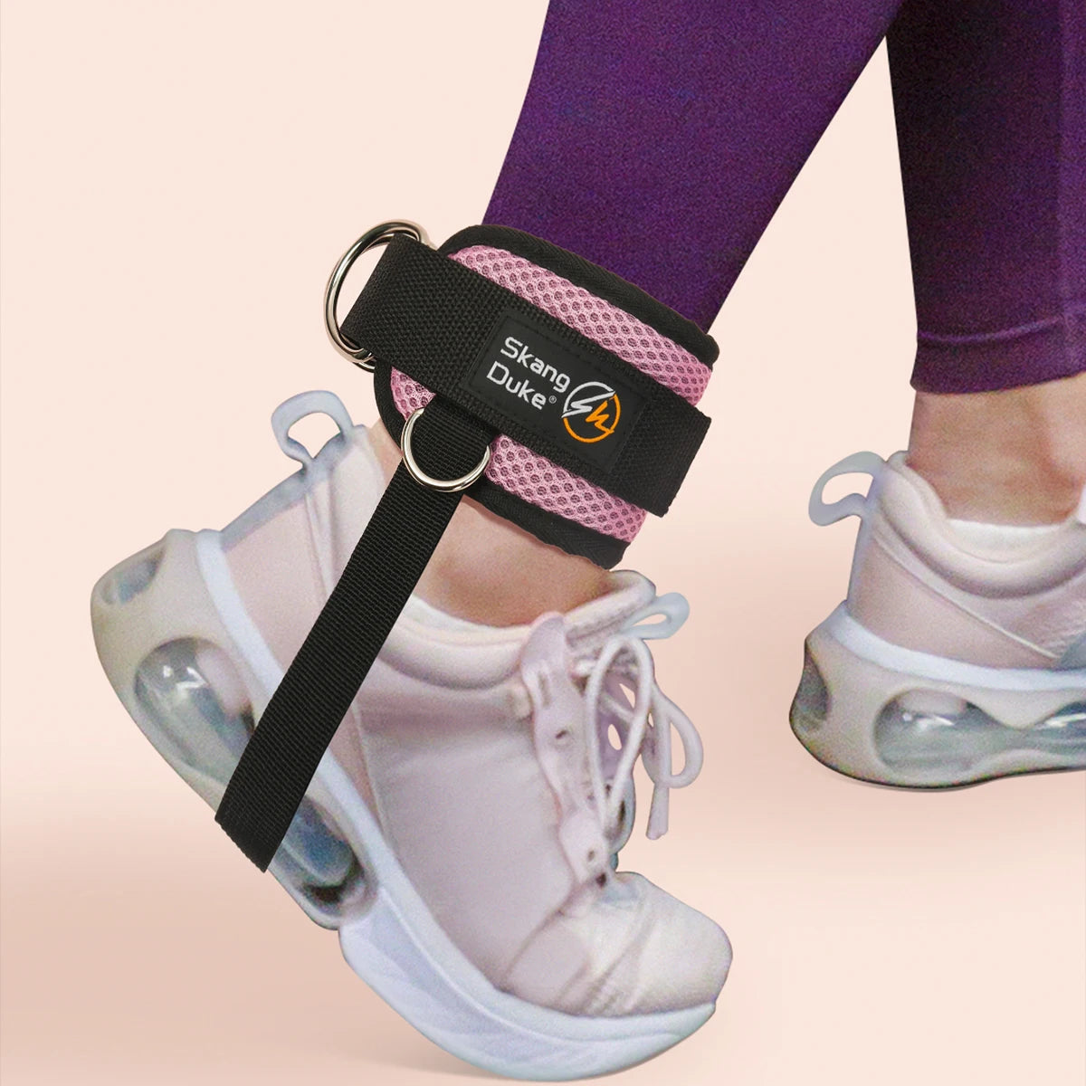 1PC Padded Neoprene Ankle Strap with Double D-Ring for Cable Machines Gym Workouts Leg Extensions - Pink