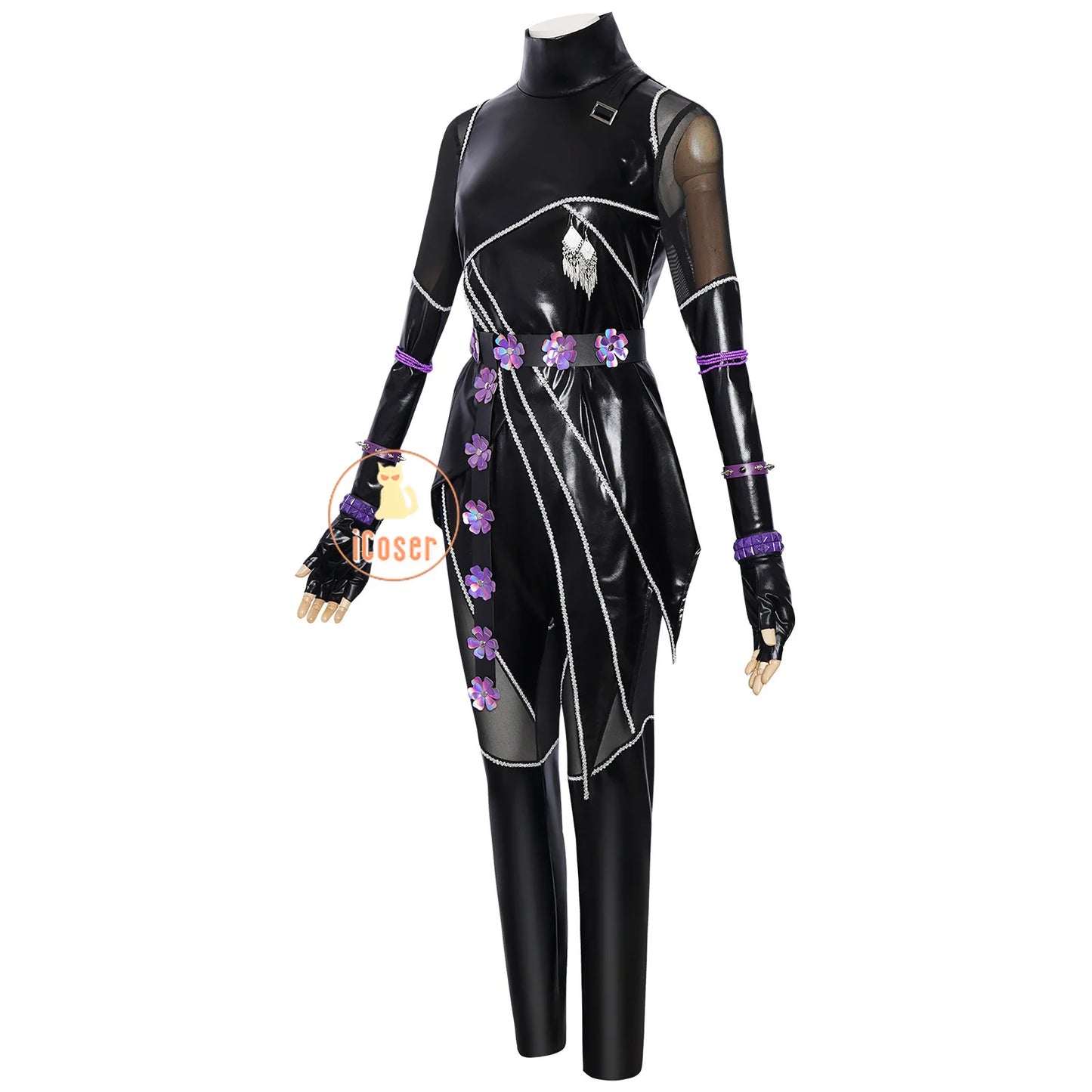 KPop Demon Hunters Mira Cosplay Costume Black Leather Combat Uniform Huntrix Gothic Punk Halloween Party for Women Girls iCoser