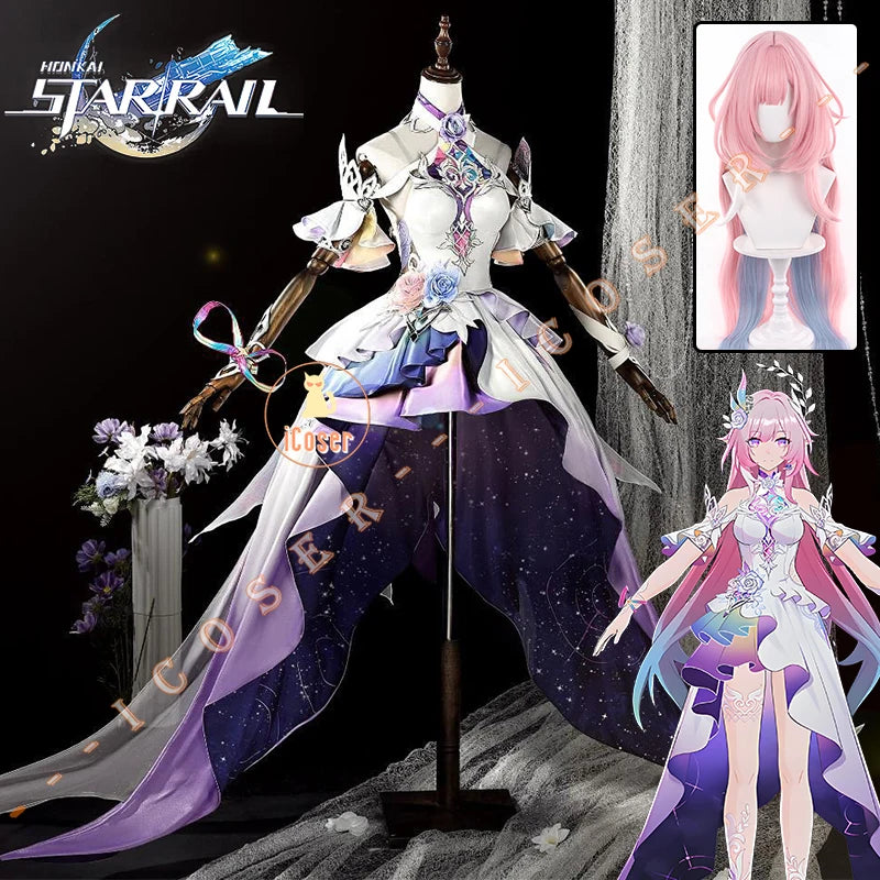 Honkai Star Rail Cyrene Cosplay Costume Wig Dress Headwear New Skin Outfit Elysia Amphoreus Carnival Halloween for Women Girls