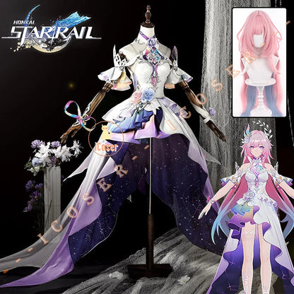 Honkai Star Rail Cyrene Cosplay Costume Wig Dress Headwear New Skin Outfit Elysia Amphoreus Carnival Halloween for Women Girls