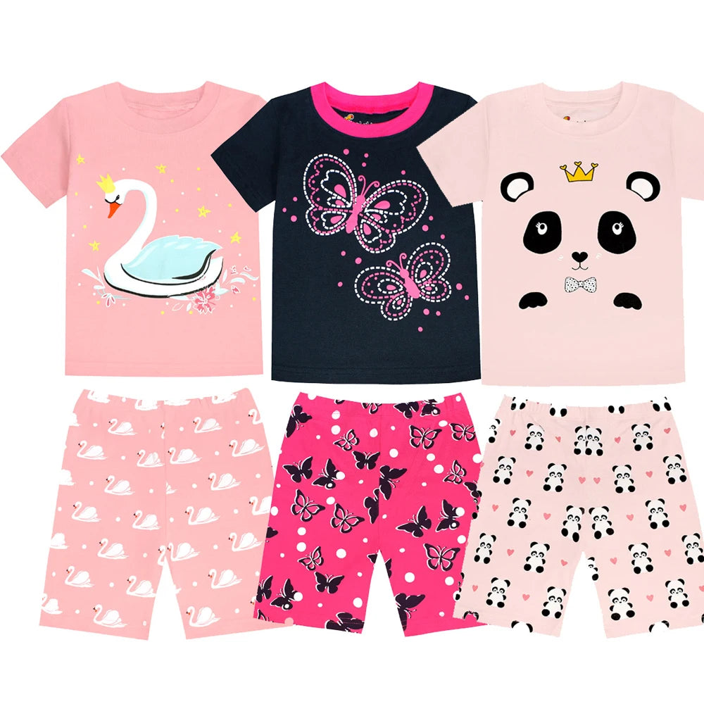 Girls Pajamas Sets 2 3 4 5 6 7 8 Years Short Kids Pijamas Set 100% Cotton 2024 Summer Toddler Baby Girl Pyjama Pink Unicorn Pjs