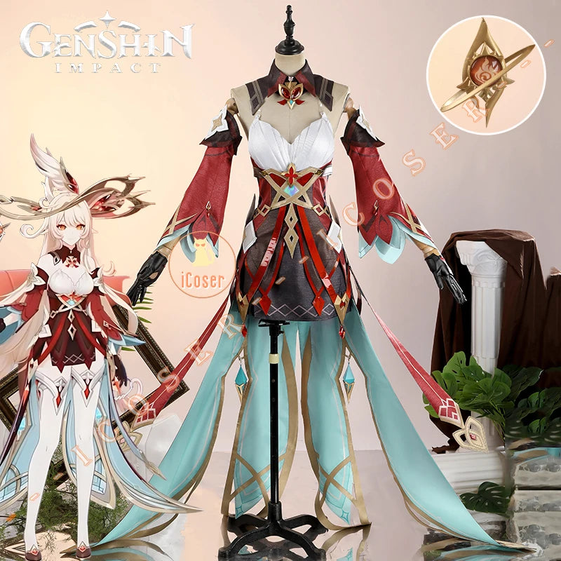 Genshin Impact Alice Cosplay Costume Wig Dress Uniform Headwear Carnival Halloween Party Women Girls Holiday Role Play Outfit