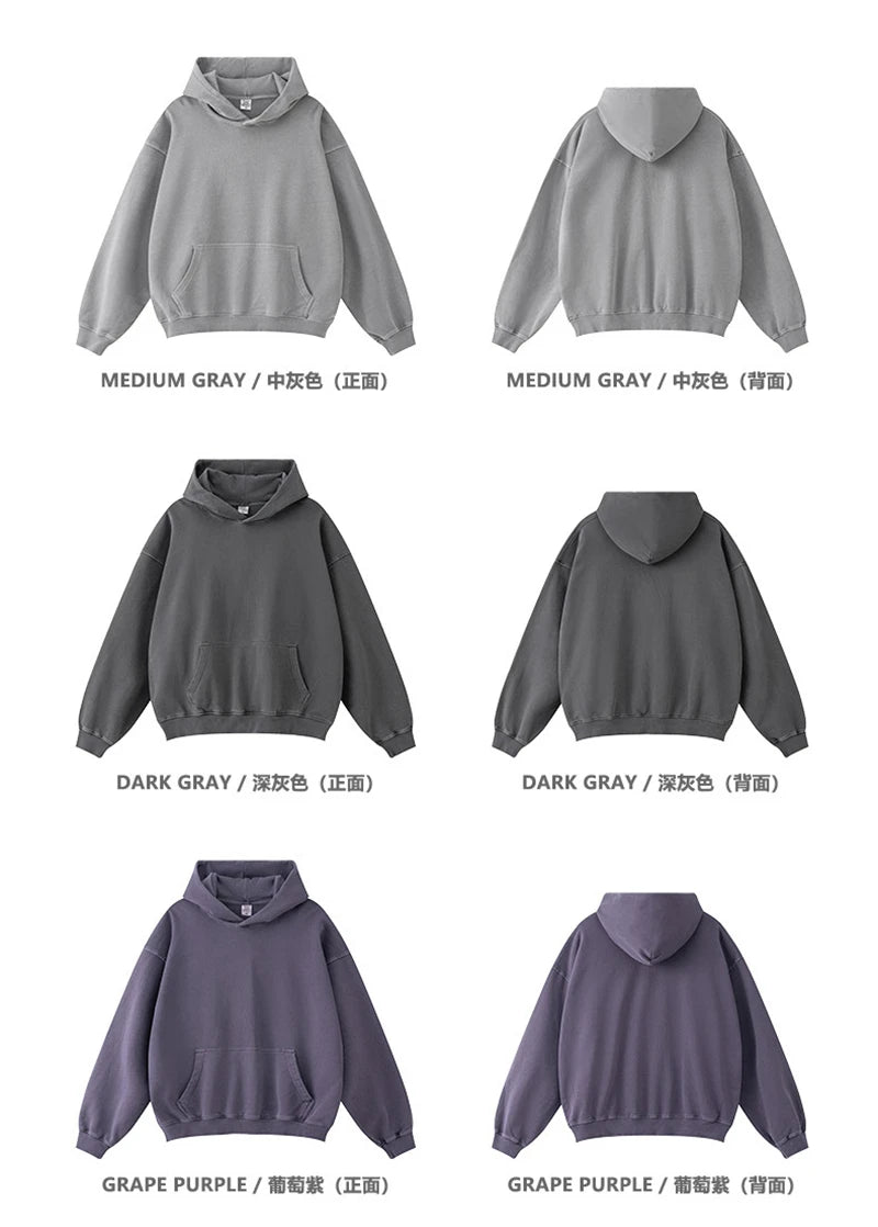 ZODF Retro Autumn Winter Washed Cotton Hoodies Unisex Loose 380gsm Knitted Sport Hooded Pullovers Brand Clothes HY0884