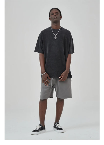 ZODF New Summer Solid Washed Cotton T-Shirts Streetwears For Men Unisex Retro High Street 275gsm Basic Tees Brand Tops HY0071