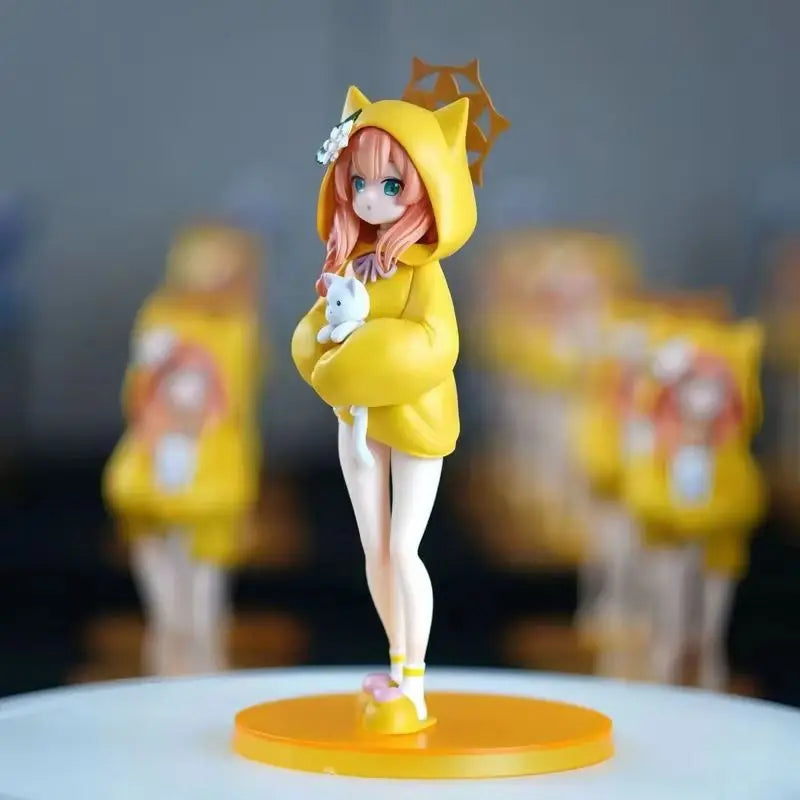 New Blue Archive Iroha Marie Figure Cat Ear Hoodie Anime Girl PVC Model Desktop Decoration Collectible Cute Toy Fans Gift 19cm