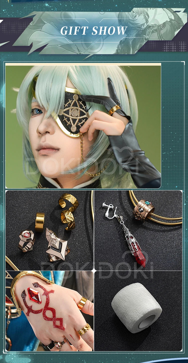 【Ready for Ship】 Anaxa Cosplay Costume Game Honkai: Star Rail DokiDoki-SR HSR Men Costume Anaxa Cosplay Wig Metal Accessory