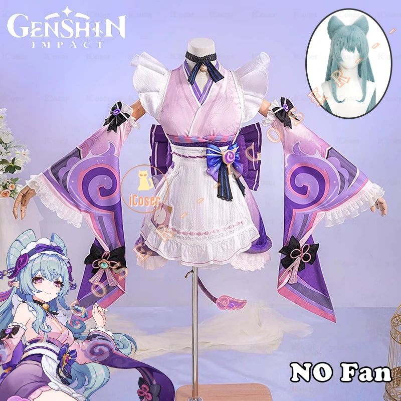 iCoser Genshin Impact Yumemizuki Mizuki Cosplay Costume Wig Dress Headwear Tail Natlan Halloween Party for Women Girls Cos Props