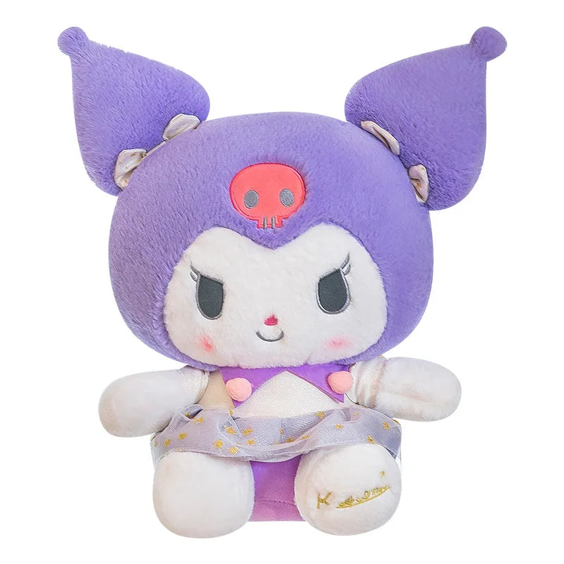 New White Gold Series Kuromi Plush Toy My Melody Sleeping Pillow Cute Stuffed Animal for Kids Birthday Christmas Gift for Girls