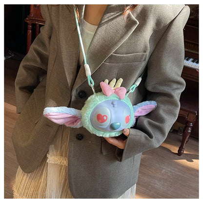 New Disney Stitch Cartoon Plush Backpack Cute Winter Gift For Girls Stuffed Animal Toy Plushie Bag Kids Carry-On Satchel