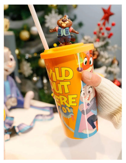 【HOT】Zootopia 2 Disney Movie Shaped Water Cup Nick Judy Cartoon Styled Cups With Crossbody Strap Kawaii Birthday Girl Boy Gifts