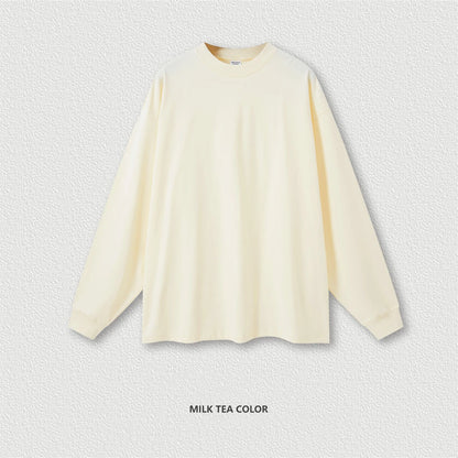 ZODF Autumn Winter 425gsm Long Sleeve T-Shirt American Retro Unisex Loose Heavyweight Basic Cotton T Shirts TEE HY0676