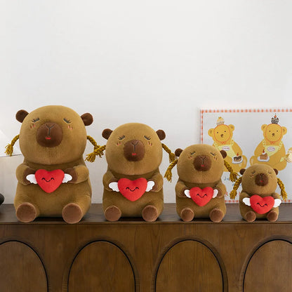 Capybara Plush Toy Cute Ugly Charming Love Heart Hair Braid Pillow Stuffed Animal Kids Birthday Christmas Gift for Children