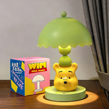 Cute Disney Winnie Pooh Bedroom Bedside Lamp Anime Figure Table Lamp USB Plug 3 Color Dimming Living Room Study Atmosphere Light