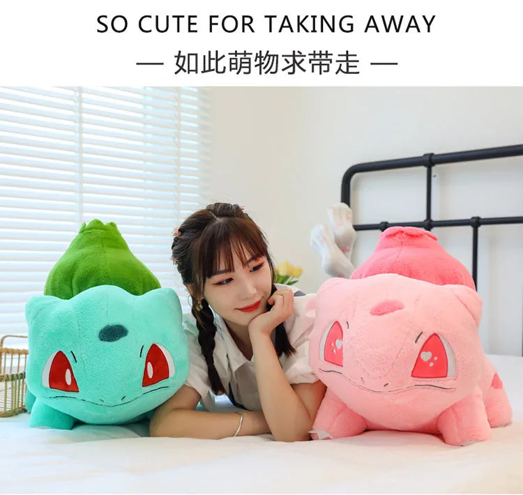 60cm Big Size Pokemon Bulbasaur Cartoon Anime Plush Stuffed Doll Garlic Frog Room Decorated with Cartoon Peluche Pillow Gift