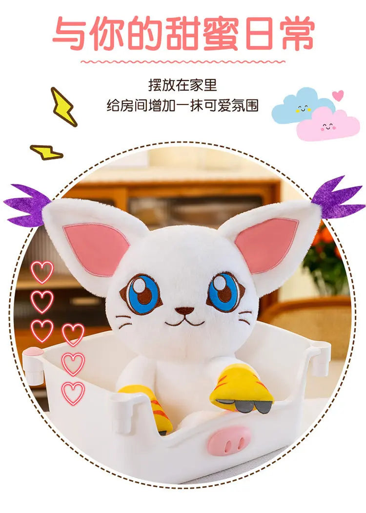 40-80CM Large Big Size Gatomon Plushies Tailmon Peluche Cartoon Anime Plush Comfortable Soft Doll Children's Ornament Toy Gifts