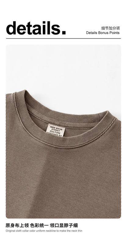 ZODF Sexy 2025 Spring Women 275gsm Long Dress Female Girls O Neck Washed Distressed Slim Slit Fit Dresses HY1008