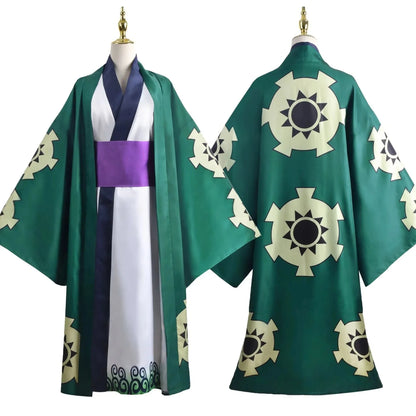 One Piece Roronoa Zoro Kimono Costume Unisex Polyester Set
