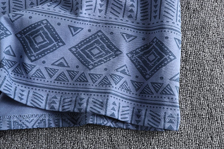 6013# Summer New American Retro Short Sleeve O-neck Geometric Printed T-shirt Men's Fashion 100% Cotton Washed Loose Casual Tops