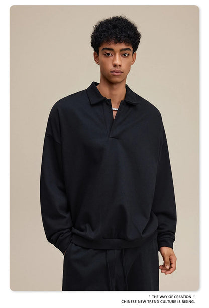 ZODF Casual 2025 Autumn 445gsm Sweatshirt For Man Unisex Turn Down Collar Solid Fleece Pullovers Winter Coats HY1111