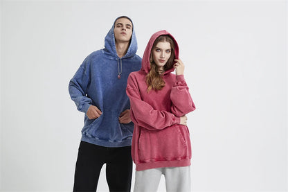 ZODF Autumn Winter Men 420gsm Heavyweight Washed Cotton Hoodie Streetwear Sweatshirt HY0307