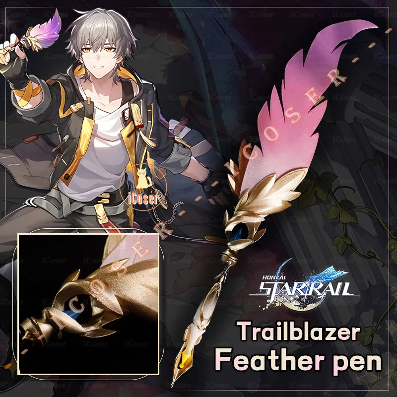 Honkai Star Rail Trailblazer Remembrance Cosplay Feather Pen Game Props Magic Pen Halloween Party for Women Men Girls Cos Gifts