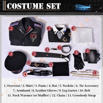 iCoser Caleb Cosplay Costume Wig Farspace Colonel Love and Deepspace Uniform Cap Halloween Party for Women Men Carnival Props