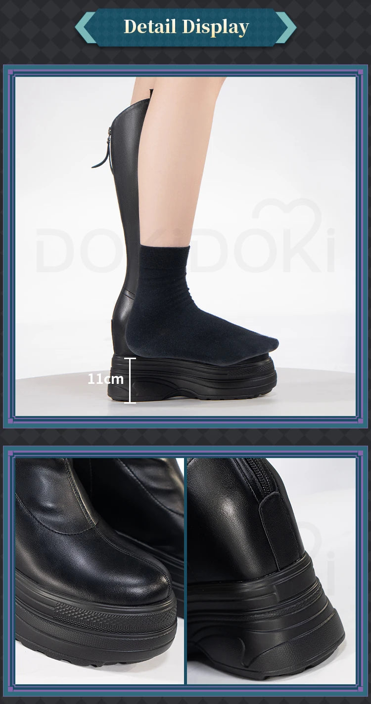 IN STOCK Women Cosplay Props 18cm Heightening Shoes DokiDoki Women Daily 12cm 11cm 18cm 22cm Black White Boots Shoes Halloween