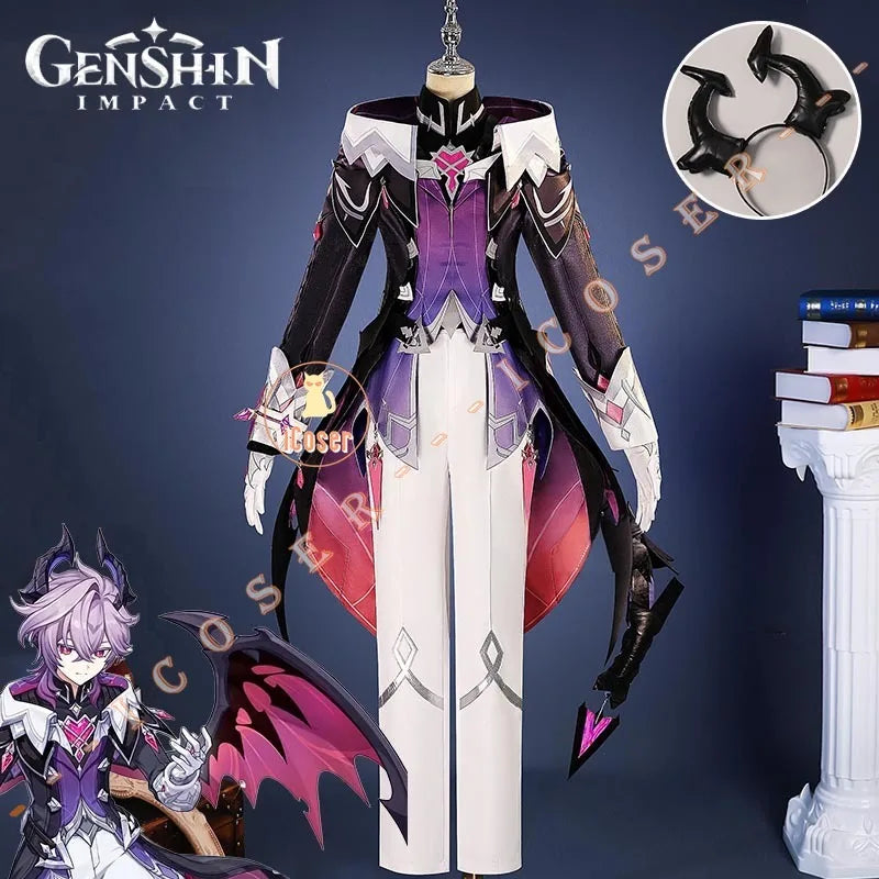 Genshin Impact Durin Cosplay Costume Wig Uniform Headwear Game Role Play Outfit Halloween Christmas Party for Women Men Girls