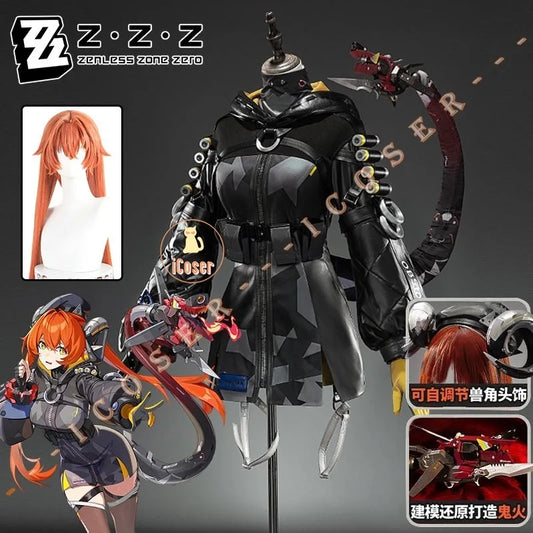 Zenless Zone Zero Orphie Cosplay Costume Wig Uniform Hat Headwear Ear Obol Squad Halloween Party for Women Girls Carnival iCoser