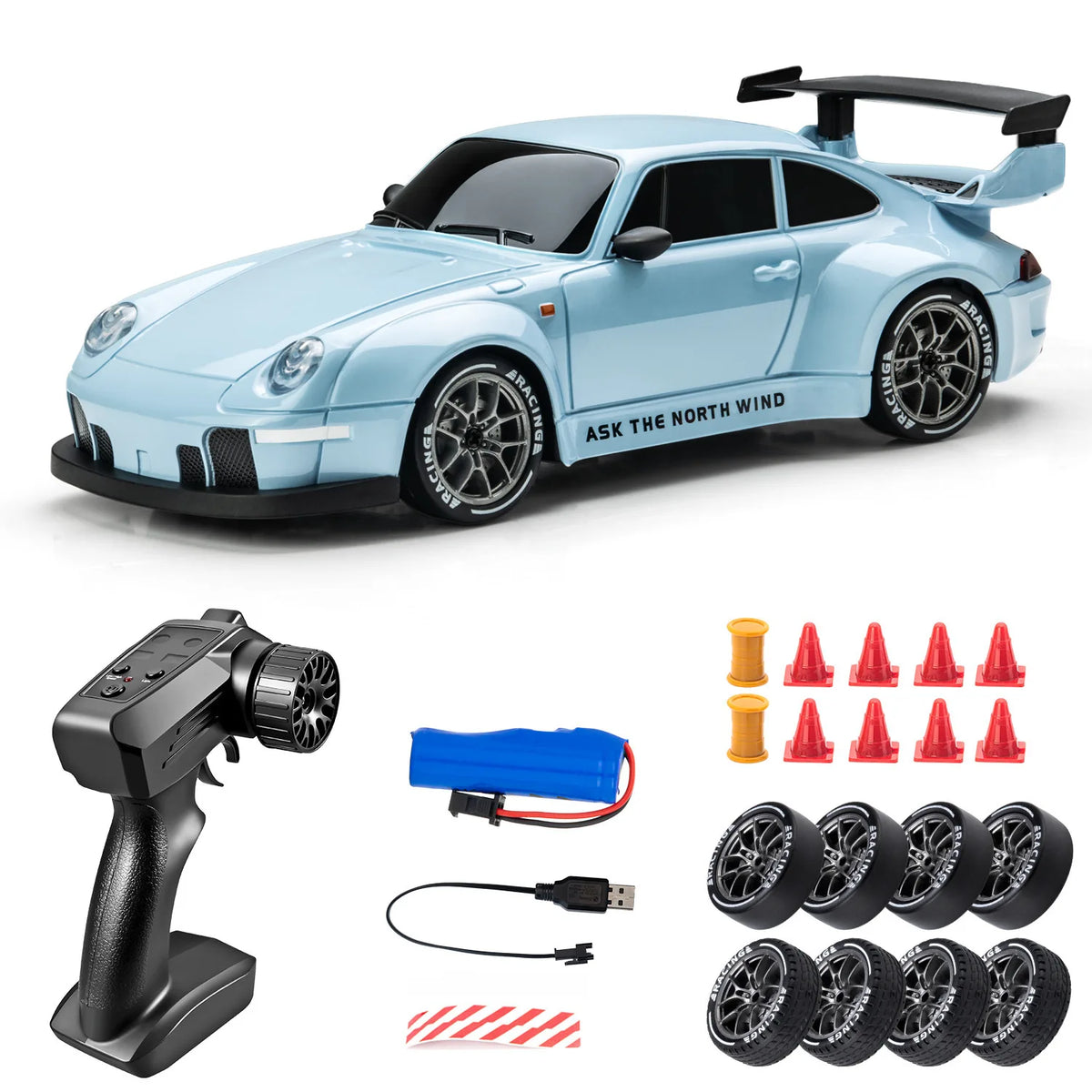 1:24 24-Speed Four-Wheel Drive RC Drift Remote Control Racing Car Electric Toy Gift for Children - Blue